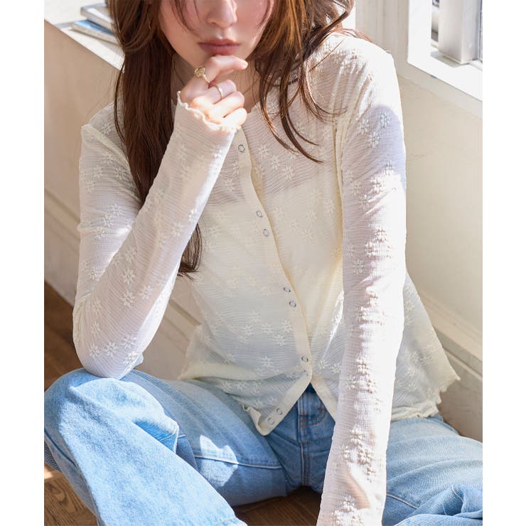 アイボリー | 花柄シアーカーディガン［C7798］ カーディガン レディース | KOBE LETTUCE