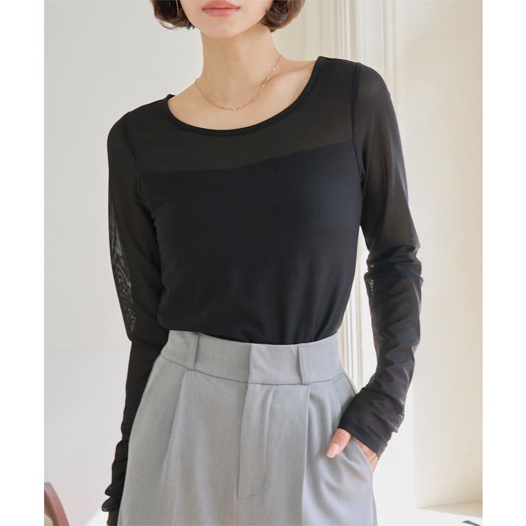 ブラック | カップ付きチュールレイヤードトップス［C7803］ カップ付き チュールレイヤー… | KOBE LETTUCE