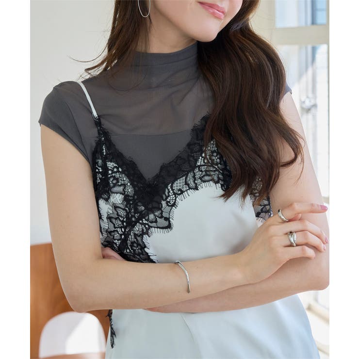 チャコール | ハイネックシアートップス［C7826］ ノースリ トップス | KOBE LETTUCE