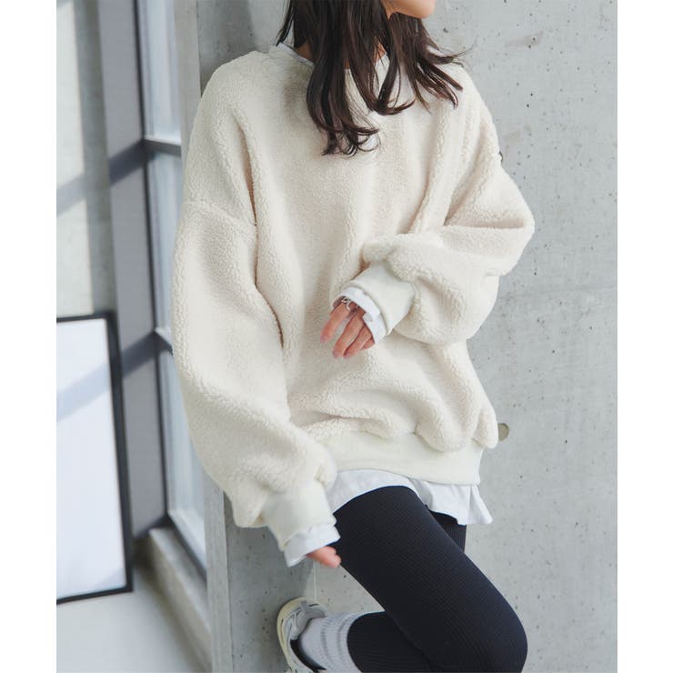 アイボリー | フェイクレイヤードボアトップス［C7831］ ボアトップス フェイクレイヤード | KOBE LETTUCE