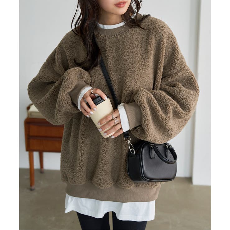 モカ | フェイクレイヤードボアトップス［C7831］ ボアトップス フェイクレイヤード | KOBE LETTUCE