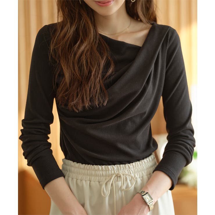 ブラック | ドレープトップス［C7834］ ドレープトップス カットソー | KOBE LETTUCE