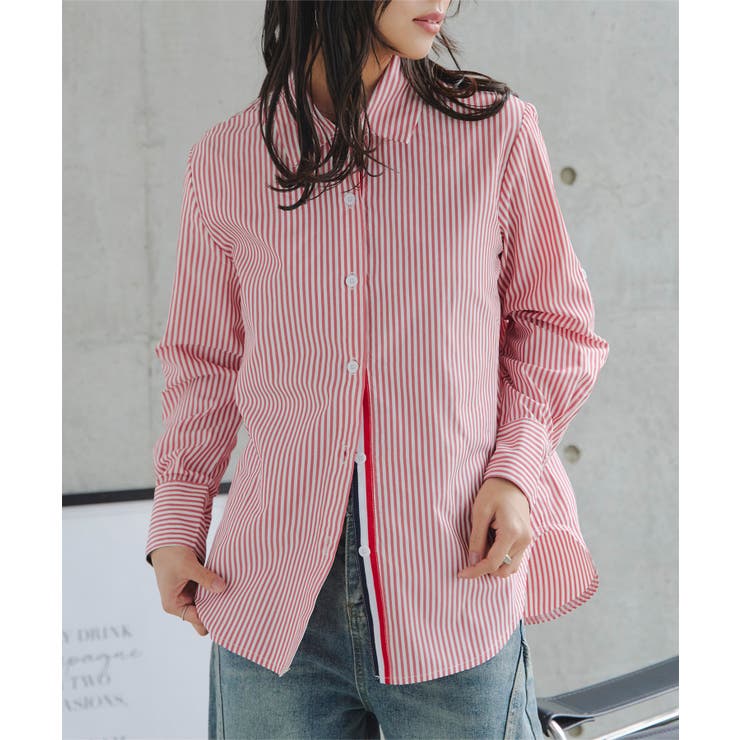 ストライプレッド | トリコロールテープ長袖シャツ［C7843］ 長袖シャツ ストライプ | KOBE LETTUCE