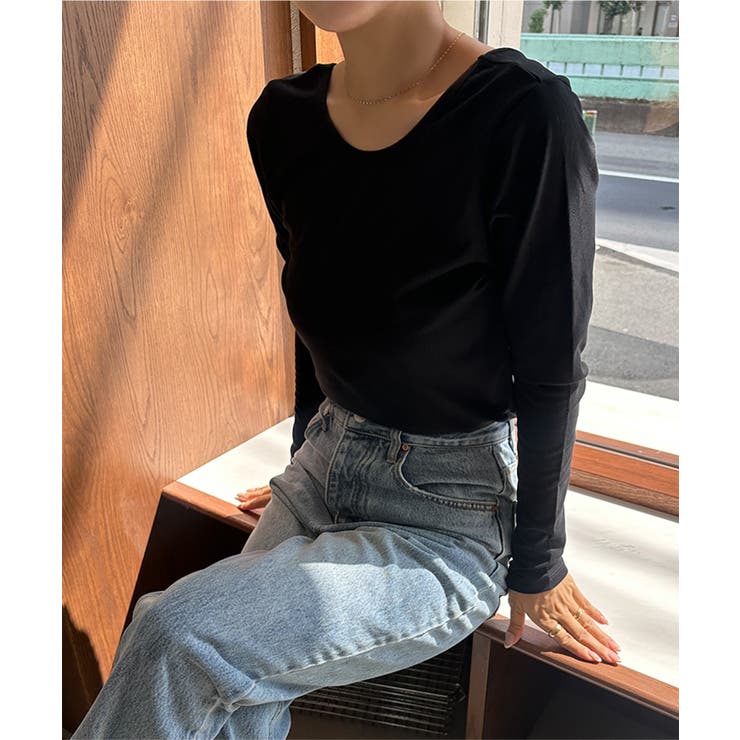 ブラック | [ yuiさんコラボ ]選べる2タイプ長袖 デザインカットソー［C7853］ | KOBE LETTUCE