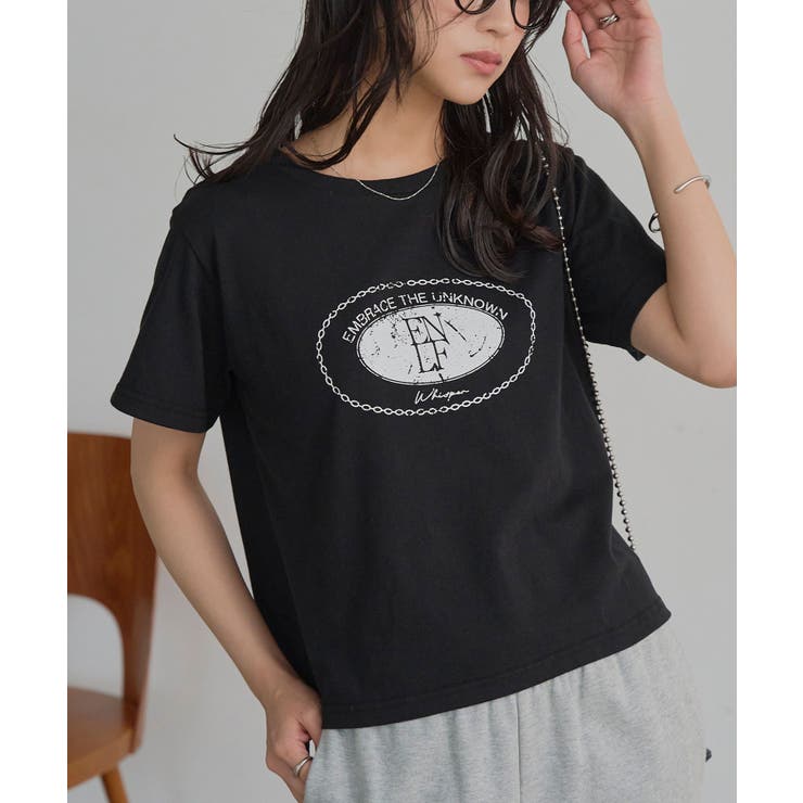 ブラック | かすれプリントTシャツ［C7855］ ｔシャツ プリント | KOBE LETTUCE