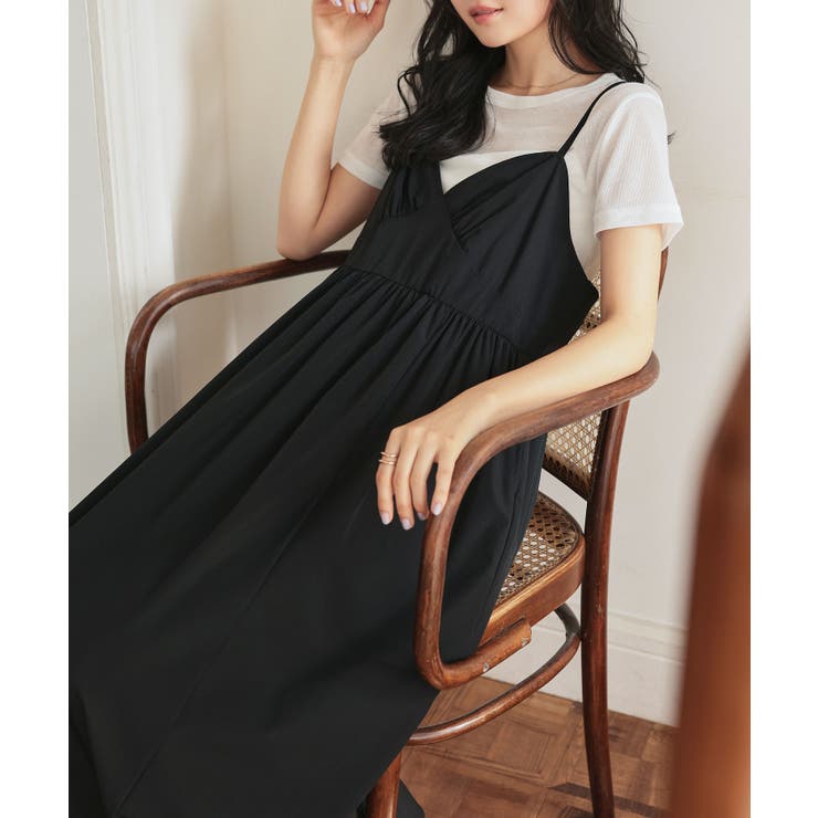 ブラック | ビスチェ風キャミコクーンワンピース［E3567］ ビスチェ風 キャミワンピース | KOBE LETTUCE