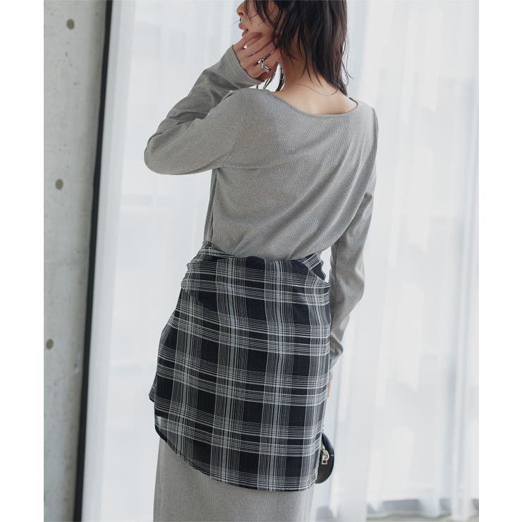 グレー | 前後2wayボートネックリブワンピース［E3569］ リブワンピース 前後2wa… | KOBE LETTUCE