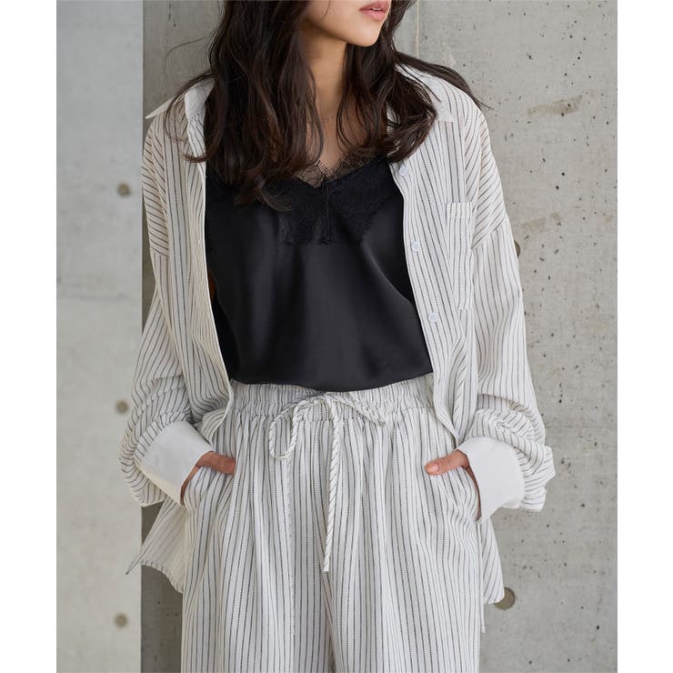 オフホワイト | ストライプ柄シャツ×パンツセット［E3576］ | KOBE LETTUCE