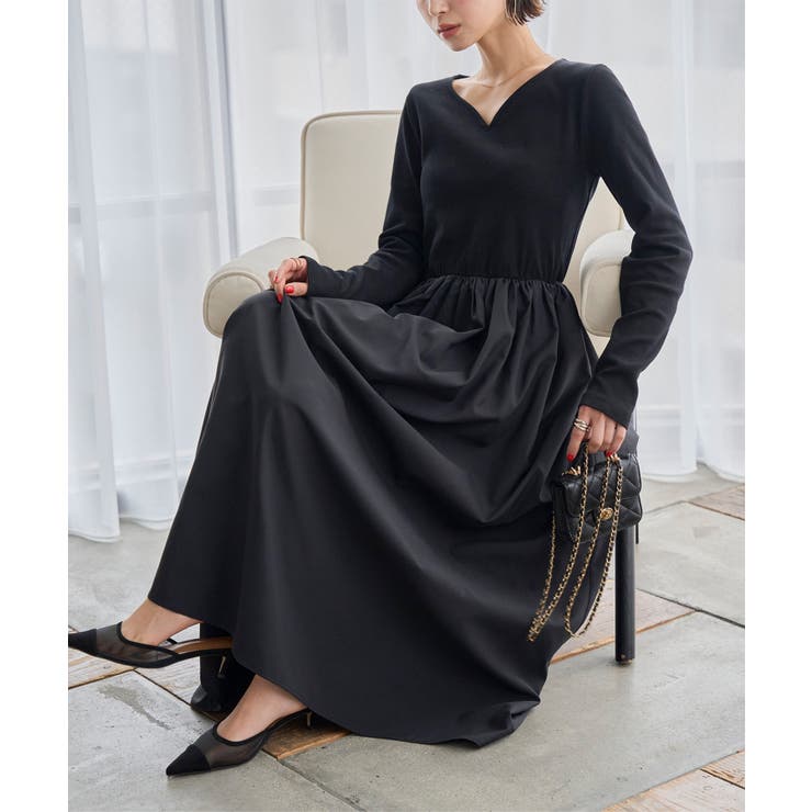 ブラック | ハートネックドッキングワンピース［E3577］ | KOBE LETTUCE