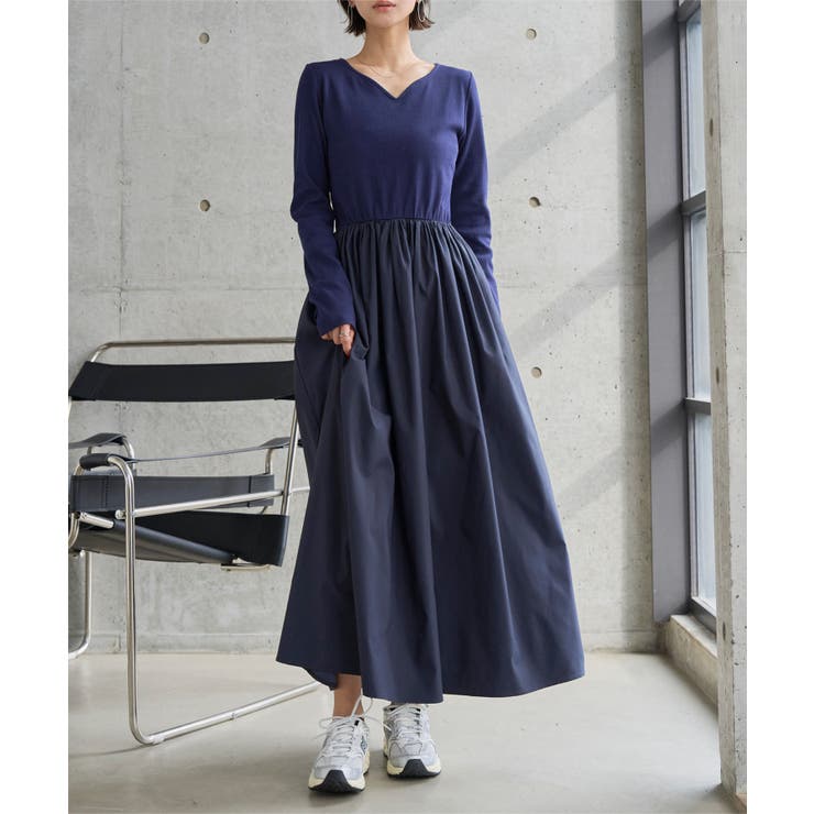 ネイビー | ハートネックドッキングワンピース［E3577］ | KOBE LETTUCE