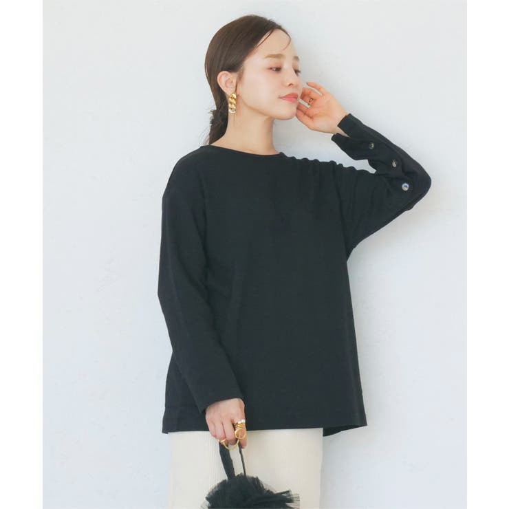 ブラック | ［ 田中亜希子さんコラボ ］選べる2タイプ ソフトコットンロンT［C6765］ | KOBE LETTUCE