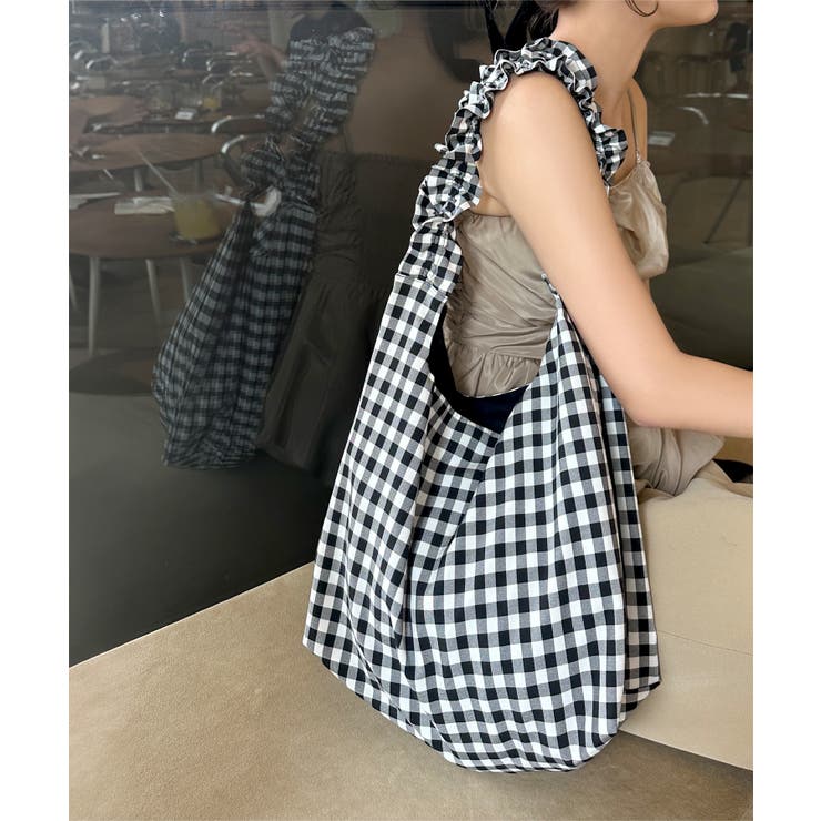 フリルギンガム | [ yuiさんコラボ ] 選べる2タイプトートバッグ［B1588］ | KOBE LETTUCE