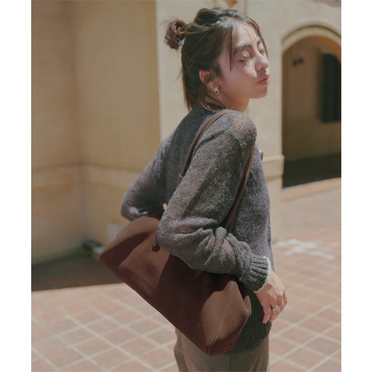 ブラウン | スウェードショルダーボストンバッグ［B1641］ スウェードショルダーボストンバ… | KOBE LETTUCE