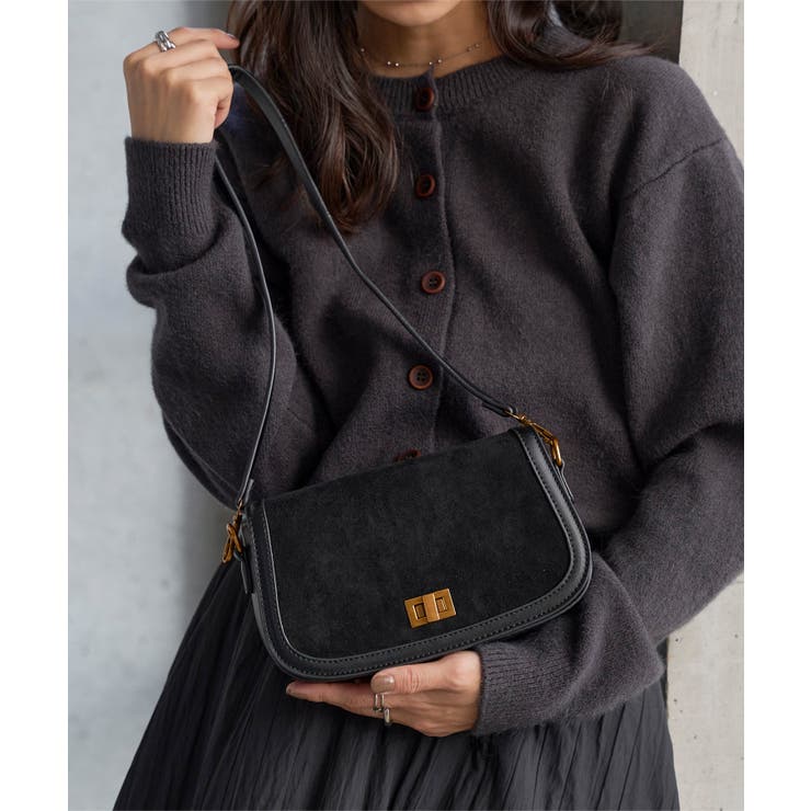 ブラック | スウェードショルダーバッグ［B1661］ スエード ショルダーバッグ | KOBE LETTUCE