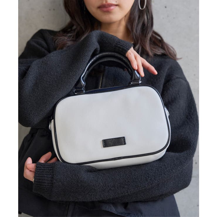 オフホワイト | バイカラースクエアショルダーバッグ［B1671］ ショルダーバッグ バイカラー | KOBE LETTUCE