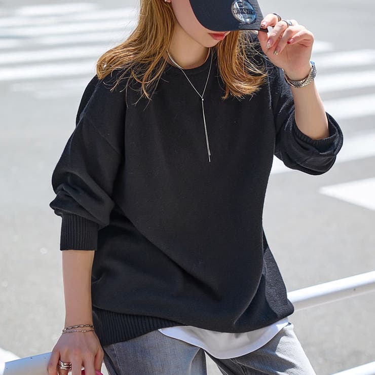 ボートネックorタートルネックもっちりニットチュニック［C7193］[品番