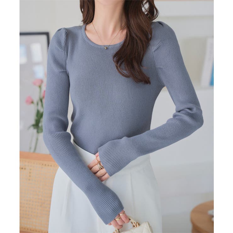 ダスティブルー | ネックタイプが選べる 定番 リブニット | KOBE LETTUCE