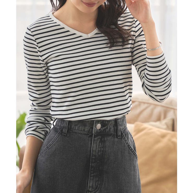 大人気トップスが更に着やすくリニューアル！細リブ長袖Tシャツ