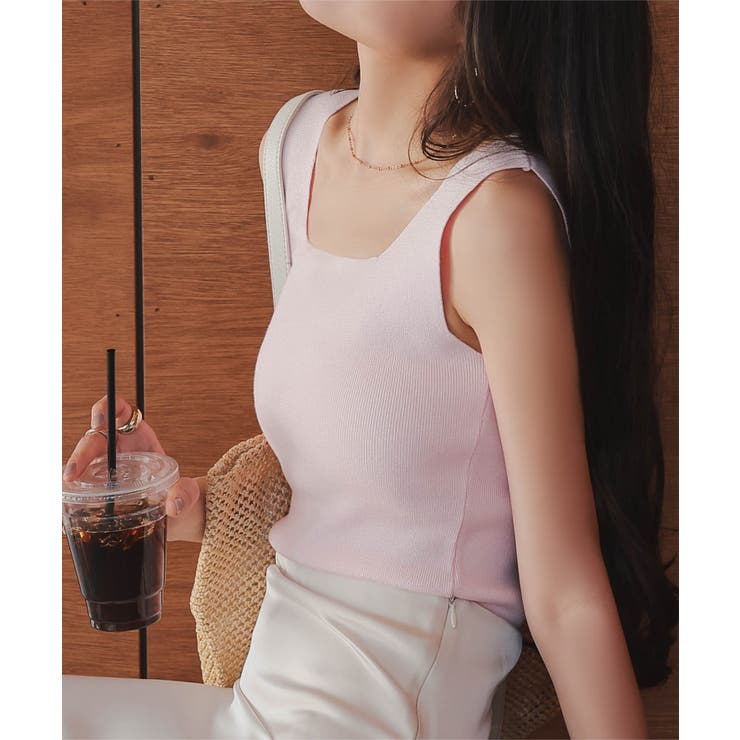 ライトピンク | スクエアネックスリーブレスニット［C4794］ | KOBE LETTUCE