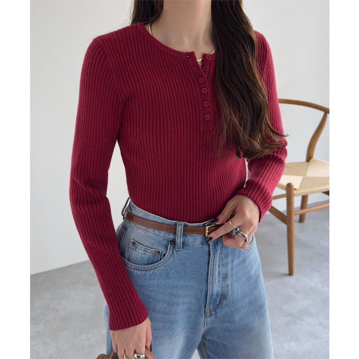 レッド | もっちり リブニット［C6260］ ニット | KOBE LETTUCE