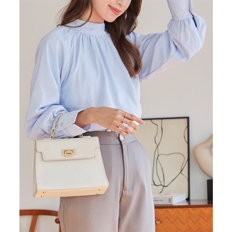 ペールブルー | [ 裏起毛 ] 選べる5タイプ あったか裏地付きデザインブラウス［C6564］ | KOBE LETTUCE