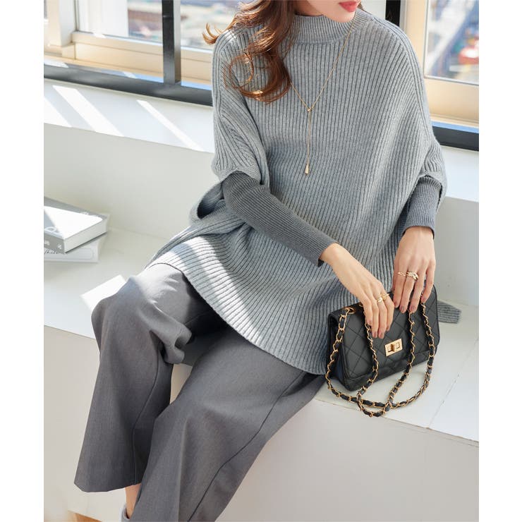 グレー | ポンチョ リブニットトップス［C6943］ | KOBE LETTUCE