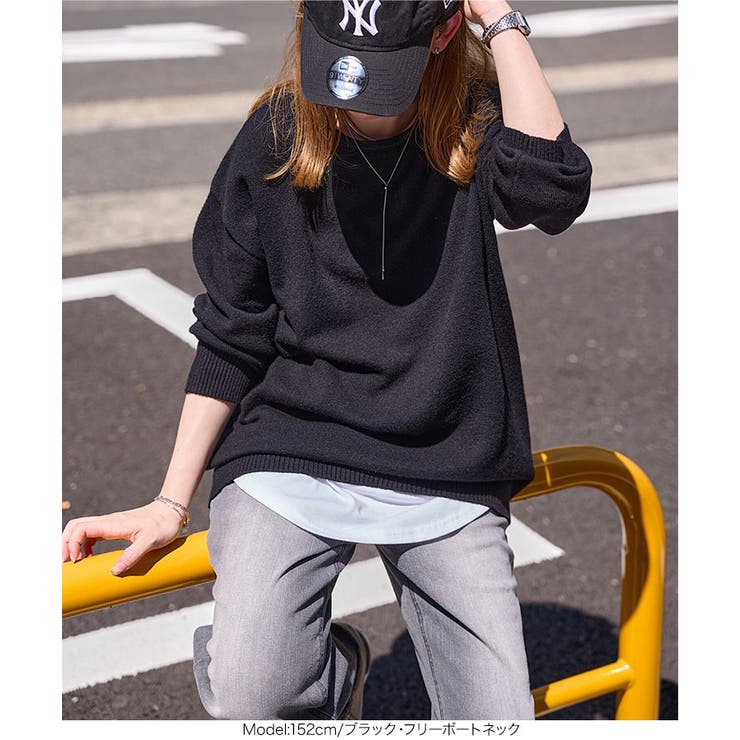 ボートネックorタートルネックもっちりニットチュニック［C7193］[品番