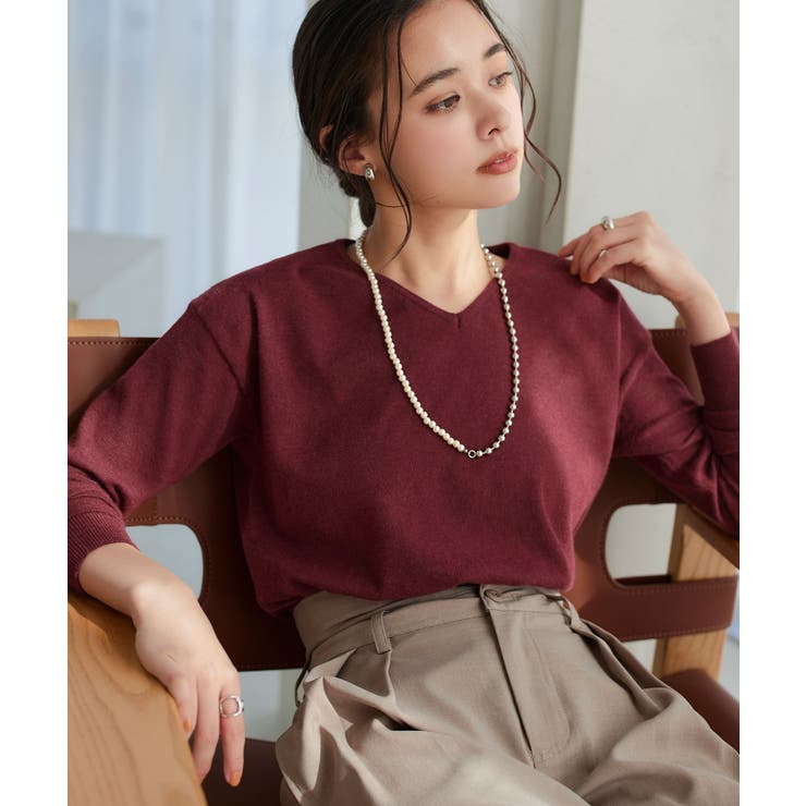 バーガンディ | [ M L XL 選べるネック ] メルティベーシックニット［C7211］ | KOBE LETTUCE