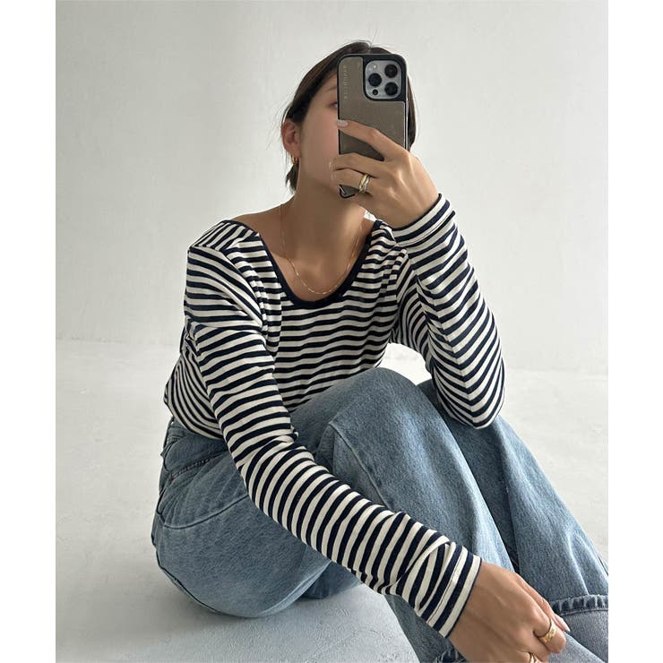 アイボリー×ネイビー | [ yuiさんコラボ ] 選べる2タイプデザインロンT［C7232］ | KOBE LETTUCE