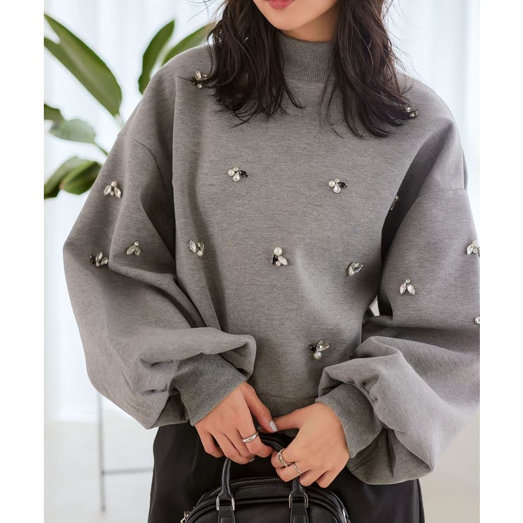 トップス WK ビジューダイバーモックネックトップス［C7311］[品番