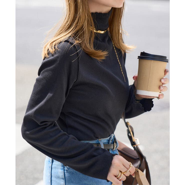 ブラック | テレコリブロングスリーブトップス［C7314］ | KOBE LETTUCE