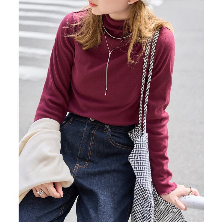 ボルドー | テレコリブロングスリーブトップス［C7314］ | KOBE LETTUCE