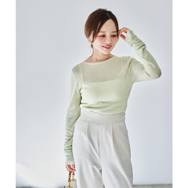 UNLIENS 田中亜希子 シアーニットクルーネックトップス アンリアン　完売品 UNLIENS 田中亜希子 シアーニットクルーネックトップス