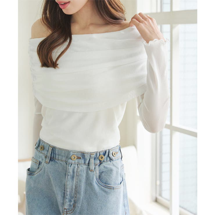 オフホワイト | オフショルシアートップス［C7367］ | KOBE LETTUCE