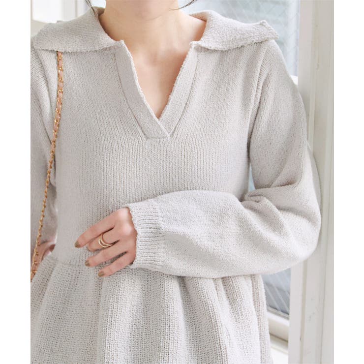 グレー | ペプラムスキッパーニット［C7392］ | KOBE LETTUCE