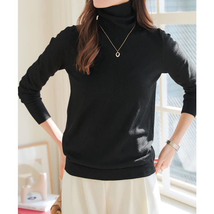 ブラック | [ M L XL 選べるネック ] メルティシンプルニット［C7396］ | KOBE LETTUCE