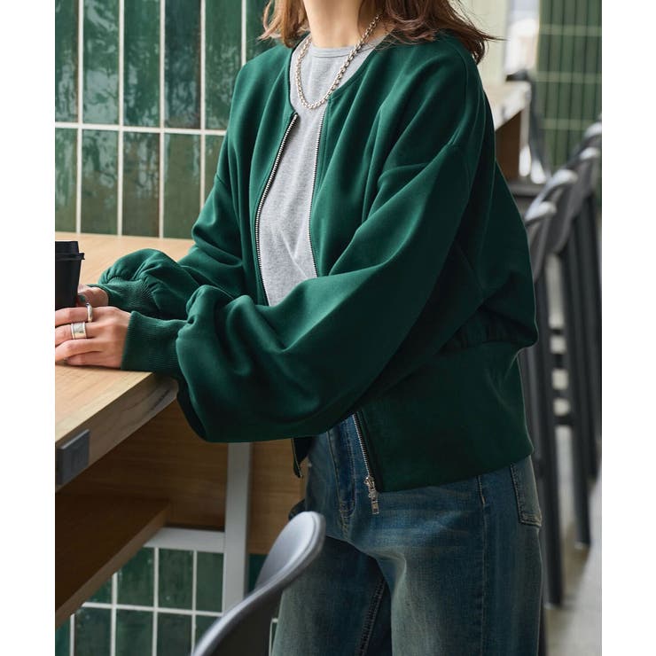 ダークグリーン | ウエストリブダブルジップダイバーブルゾン［C7416］ | KOBE LETTUCE