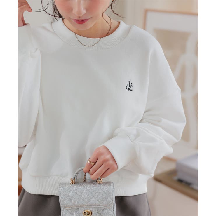 オフホワイト | [ Petitle / プチレ ] 胸元刺繍ベーシックスウェット［C7421］ | KOBE LETTUCE