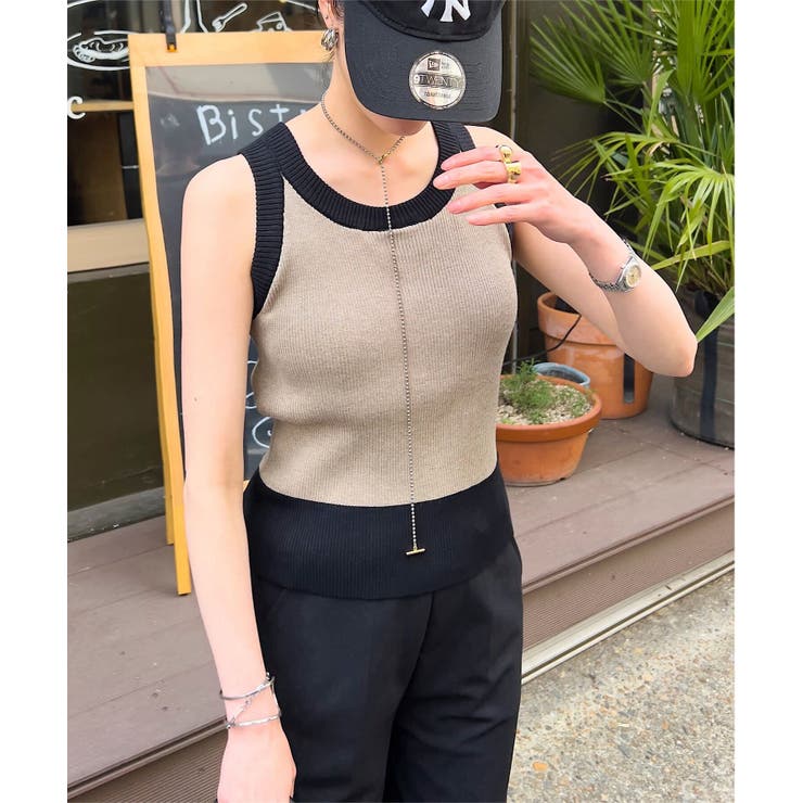 カップ付きアメリカンスリーブニットトップス［C7444］[品番