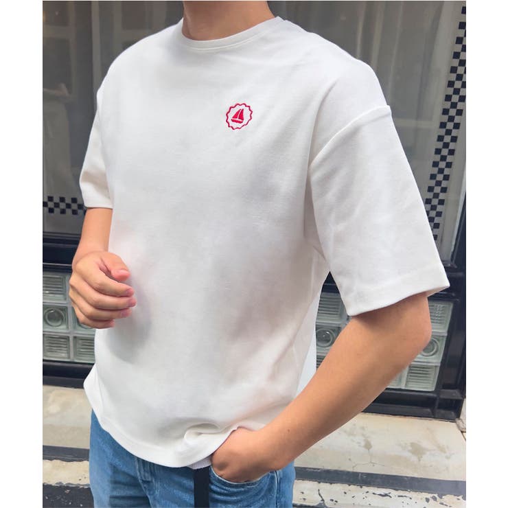 オフホワイト | [ 選べる3サイズ ] ポイントロゴ刺しゅうコットンTシャツ［C7469］ | KOBE LETTUCE