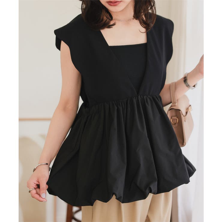 ブラック | バルーンペプラムジレ［C7476］ | KOBE LETTUCE