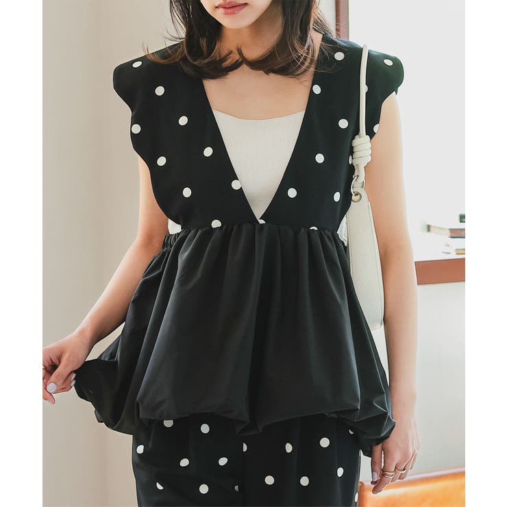 ドットブラック | バルーンペプラムジレ［C7476］ | KOBE LETTUCE