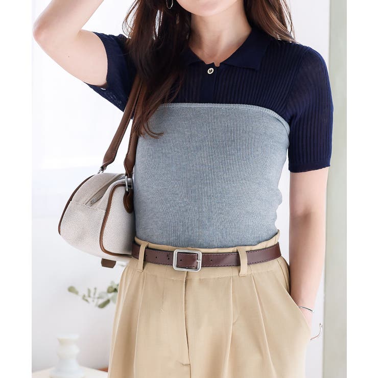 グレー | リボンストラップニットベアトップス［C7525］ | KOBE LETTUCE