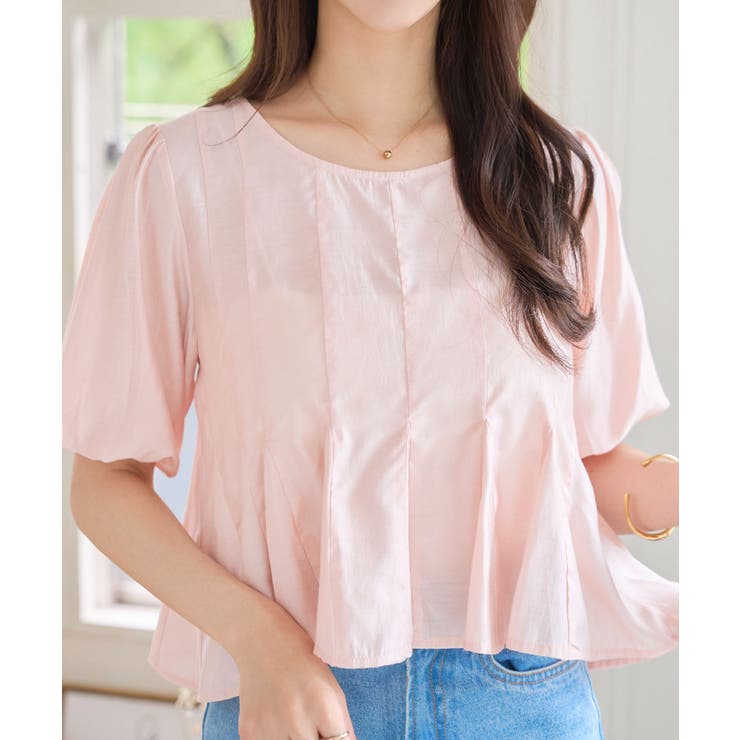 ピンク | ペプラムシアーブラウス［C7570］ | KOBE LETTUCE