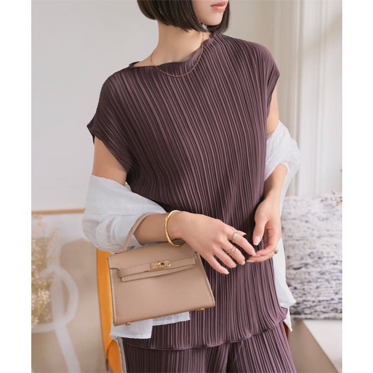 ブラウン | プリーツチュニックトップス［C7592］トップス レディース 夏 | KOBE LETTUCE