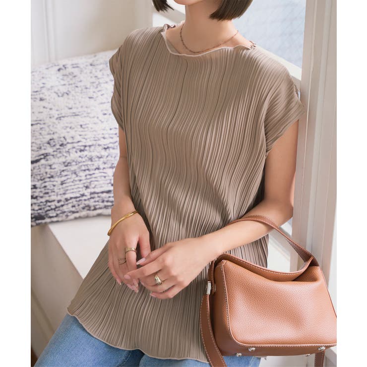 グレージュ | プリーツチュニックトップス［C7592］トップス レディース 夏 | KOBE LETTUCE
