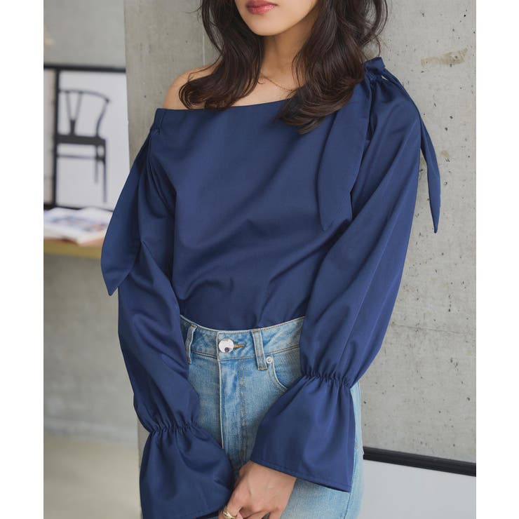 ネイビー×ネイビー | ショルダーリボンブラウス ショルダーリボン ブラウス | KOBE LETTUCE