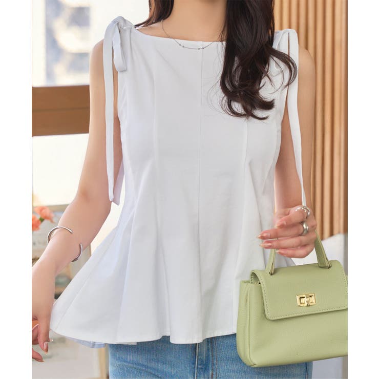 2way肩リボンペプラムデザイントップス［C7621］[品番