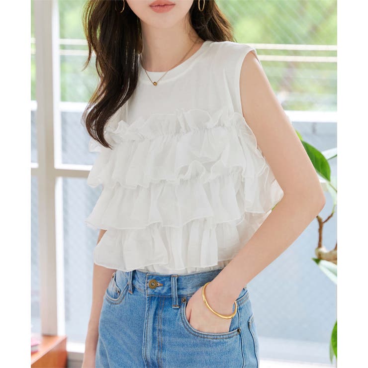 オフホワイト | マルチウェイフリルビスチェドッキングTシャツ マルチウェイ フリル | KOBE LETTUCE