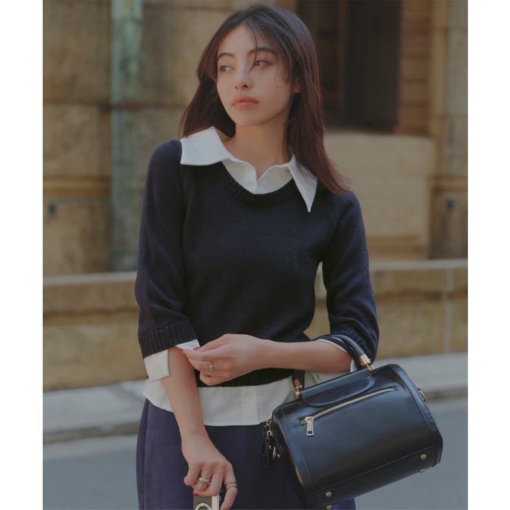 レイヤード風 7分袖ニット レイヤード風[品番：KO000015561]｜KOBE